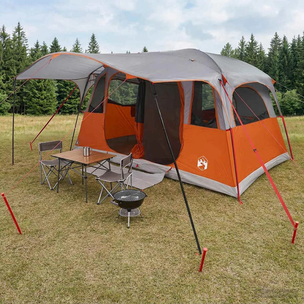 vidaxl tunelski šator s krovom siva i narančasta 427 x 305 x 205 cm - slika 1