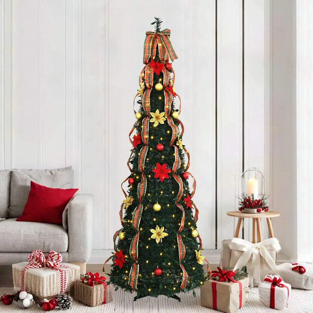 vidaxl umjetno božićno drvce s 200 led svjetlima zelena 215 cm pvc - slika 1