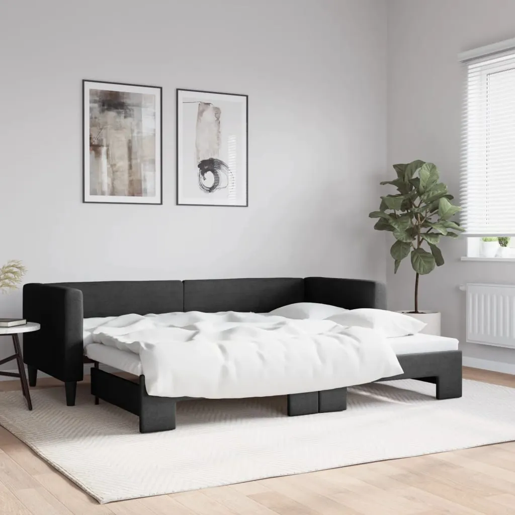 vidaXL Dnevni krevet na razvlačenje crni 80 x 200 cm od tkanine - Venlo