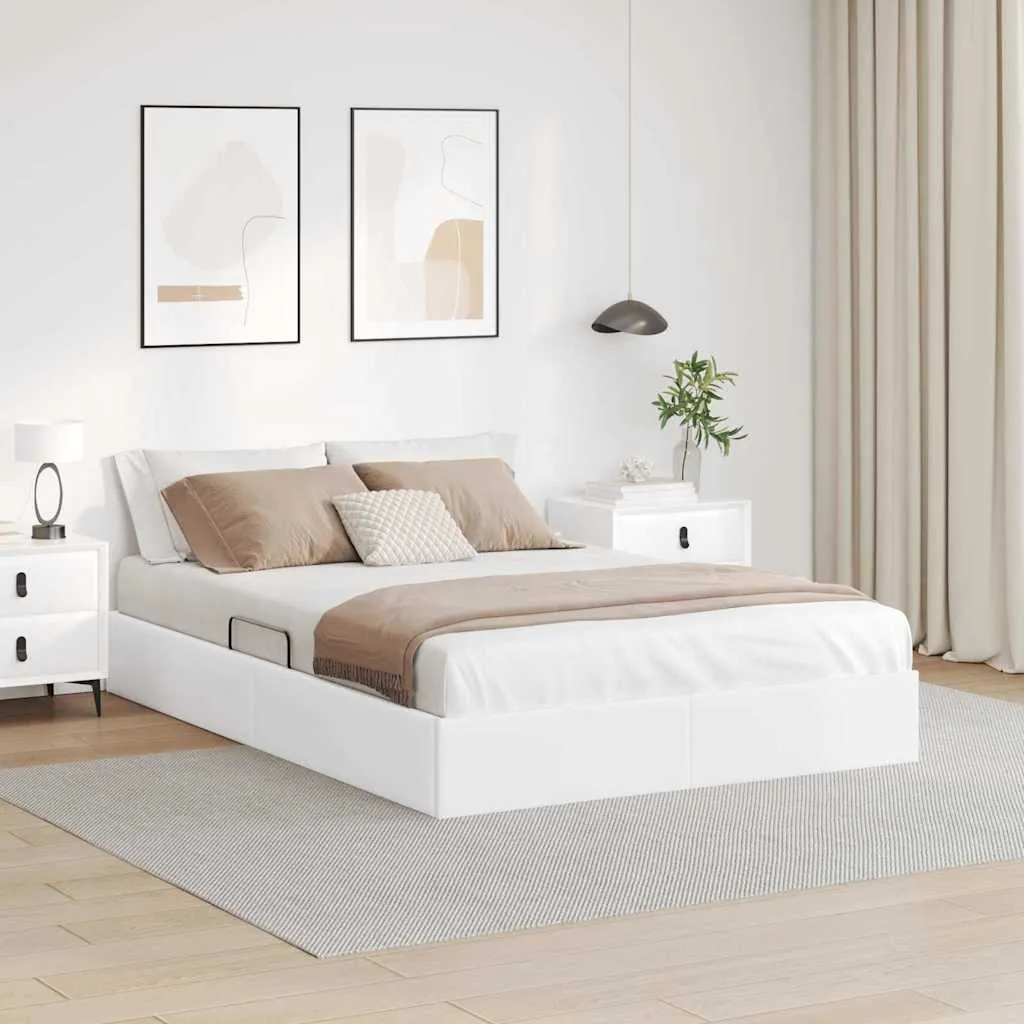 vidaXL Krevet s od storage Čista bijela 153 x 203 cm Umjetna koža - Venlo