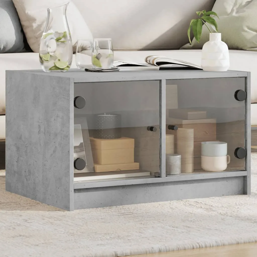 vidaXL Stolić za kavu sa staklenim vratima boja betona 68x50x42 cm - Venlo