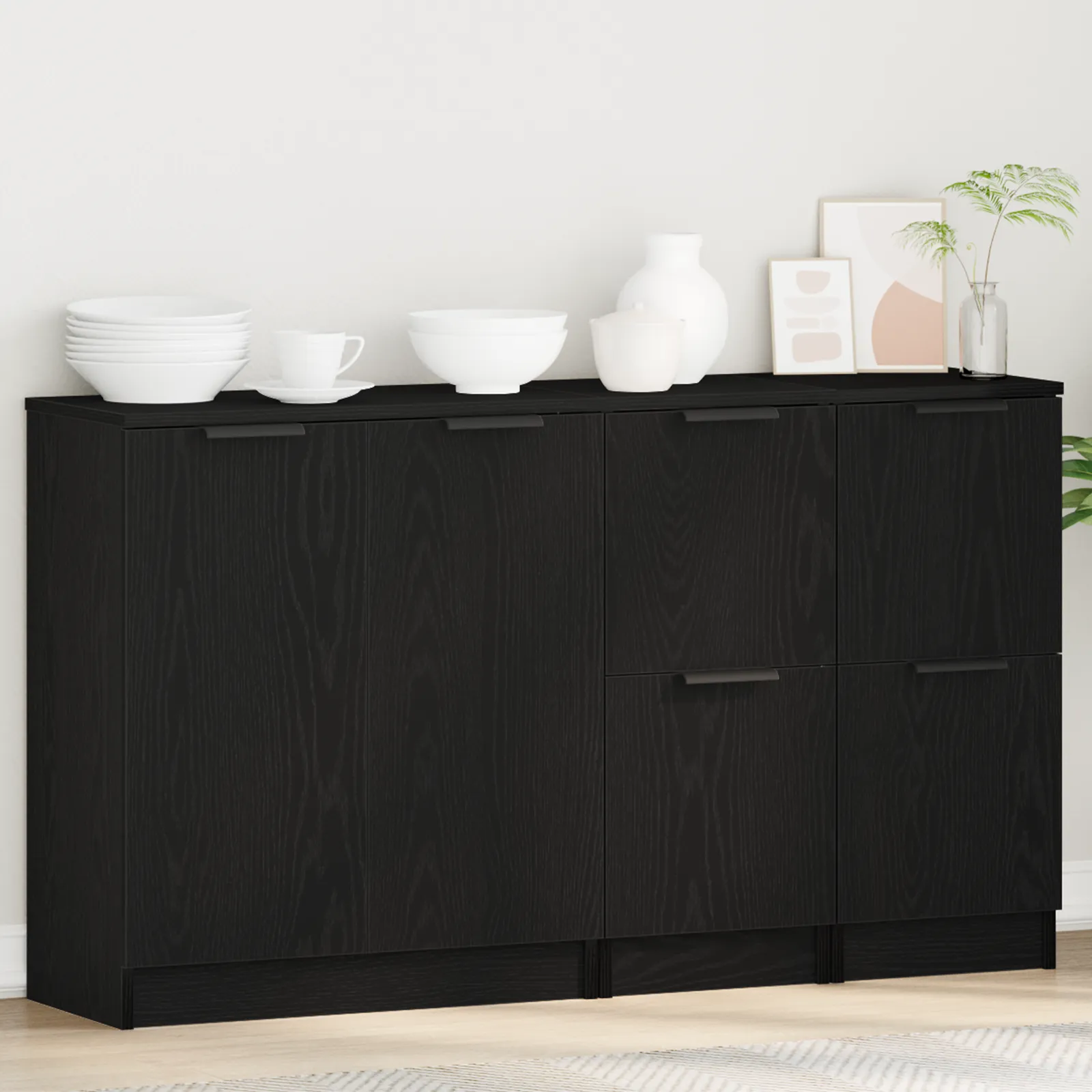 vidaXL Kreveta 3 kom. Crni hrast 120 x 30 x 70 cm Konstruirano drvo - Venlo