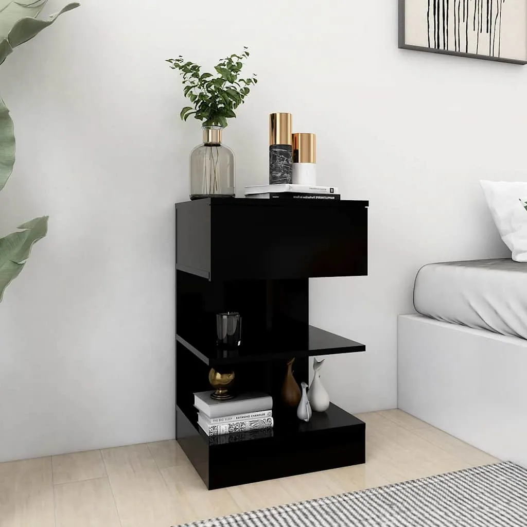 vidaXL Noćni ormarić crni 40 x 35 x 65 cm od konstruiranog drva - Venlo