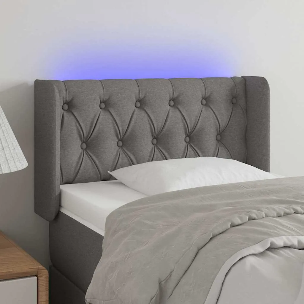 vidaXL LED uzglavlje tamnosivo 83x16x78/88 cm od tkanine - Venlo