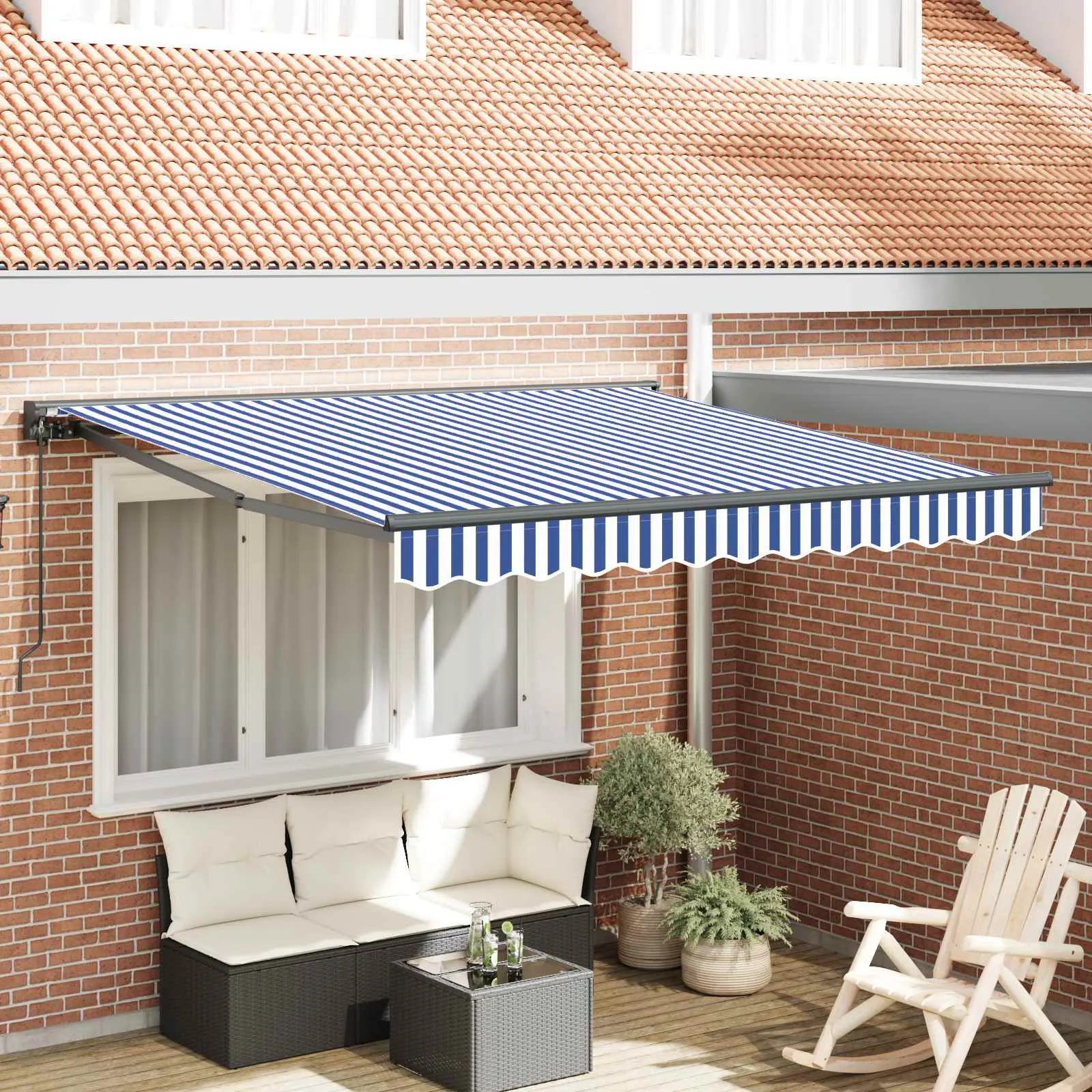 vidaXL Okvir tende Plava i bijela 300 x 250 cm Poliester s PU premazom - Venlo
