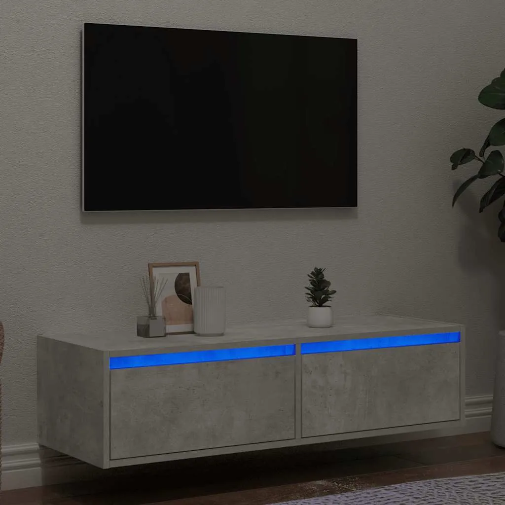 vidaxl tv ormarić s led svjetlima siva boja betona 100x35,5x25 cm - slika 1
