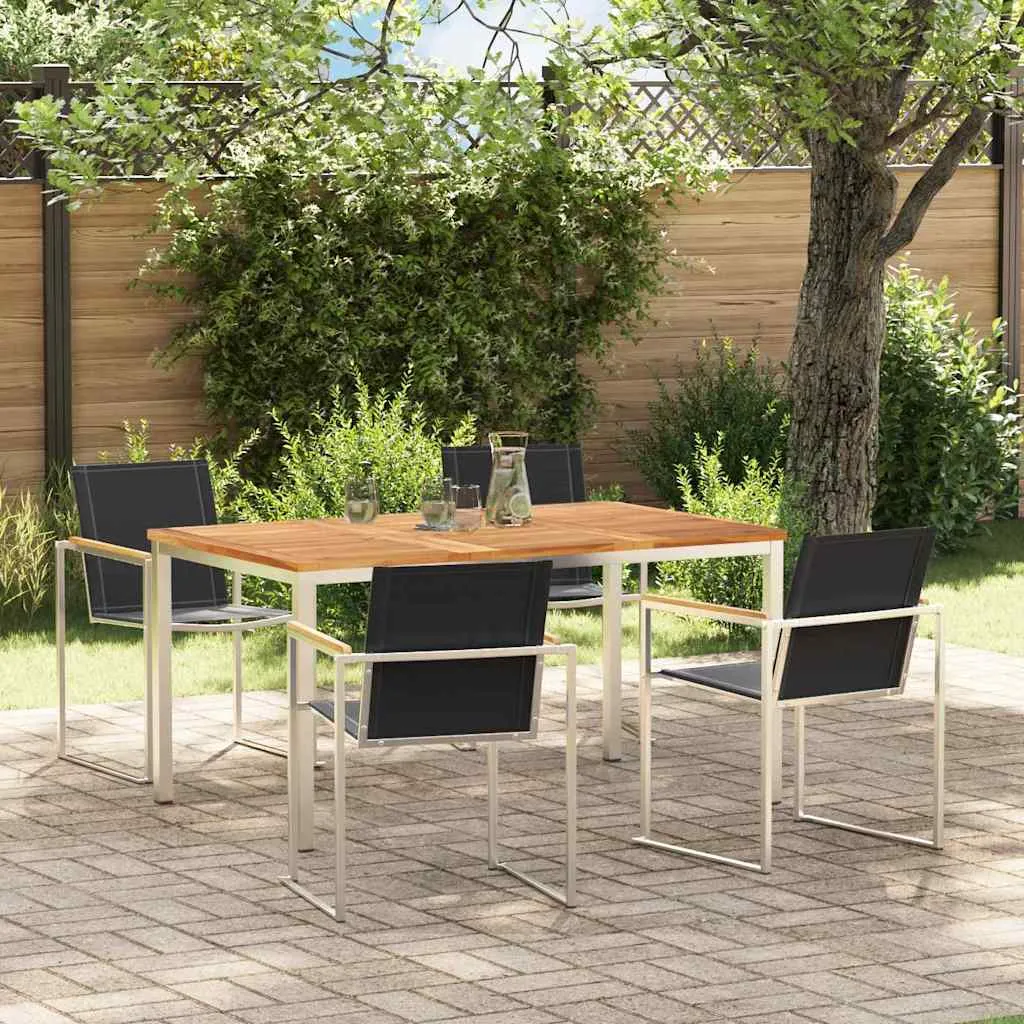 vidaXL Vrtni set za objed 5 kom. Masivni teak drvo i nehrđajući čelik - Venlo