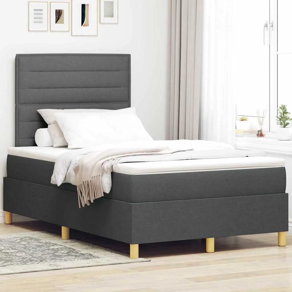 vidaXL Krevet s opruga kutije Tamno siva 120 x 190 cm tkanina - Venlo