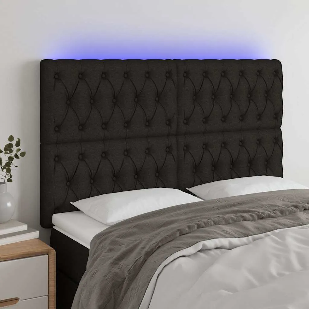 vidaXL LED uzglavlje crno 160x7x118/128 cm od tkanine - Venlo