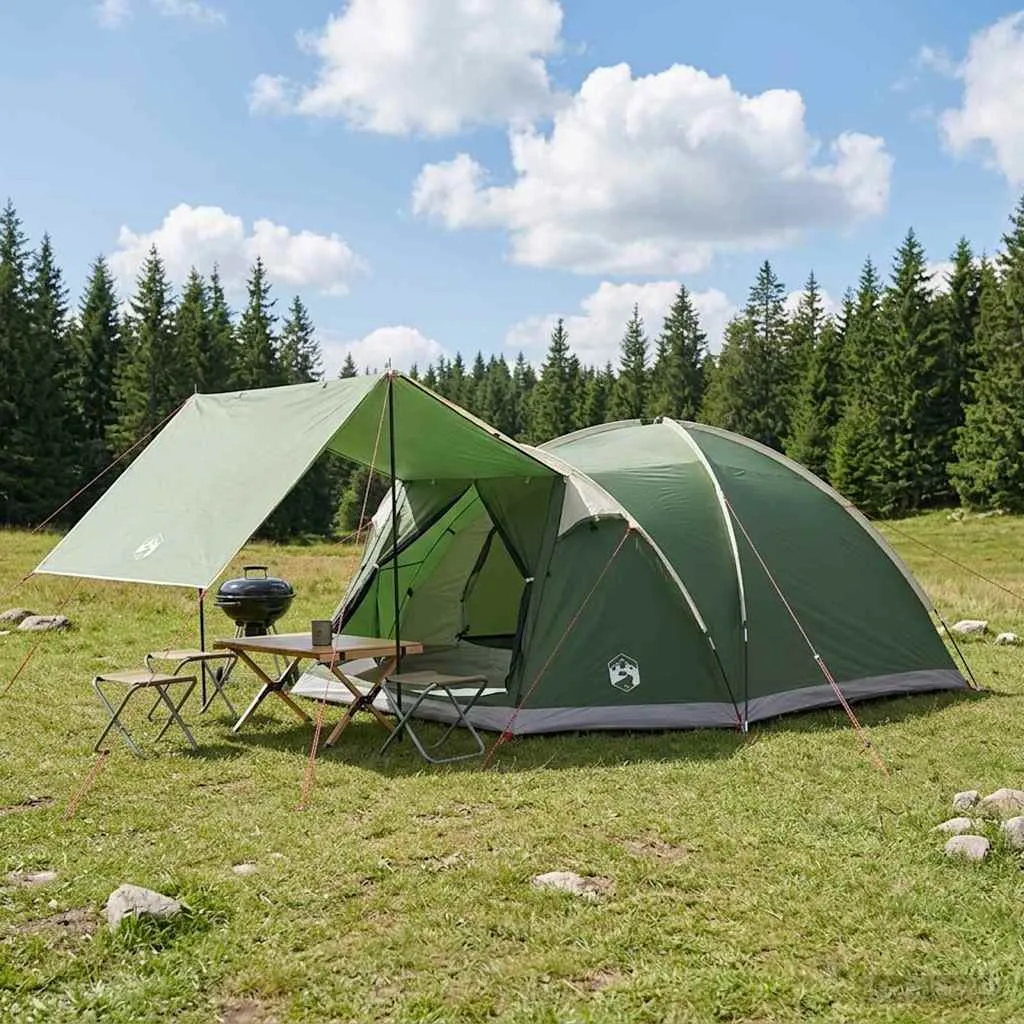 vidaxl kabinski šator s krovom zelena 8 osoba poliester i čelik - slika 1