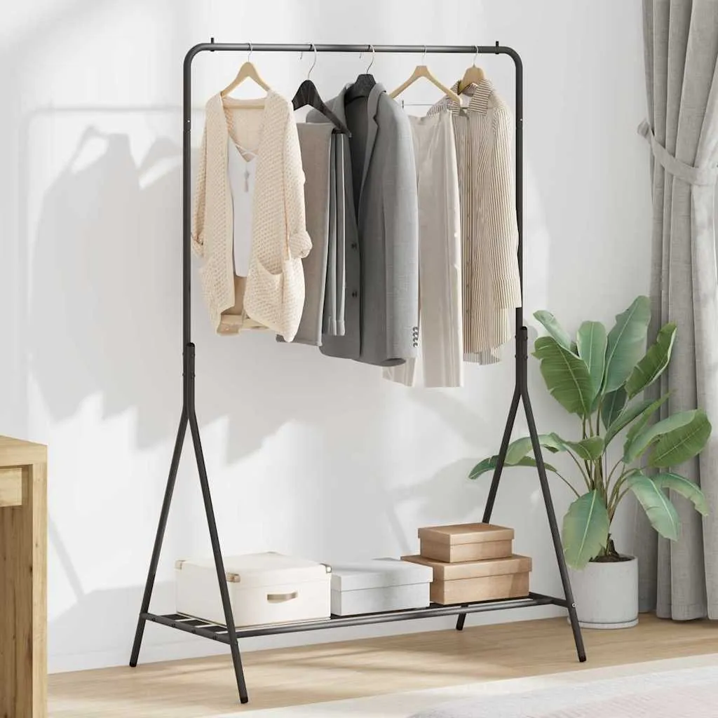 vidaXL Stalak za odjeću s pohranom Crna 100 x 56 x 154 cm Čelik - Venlo