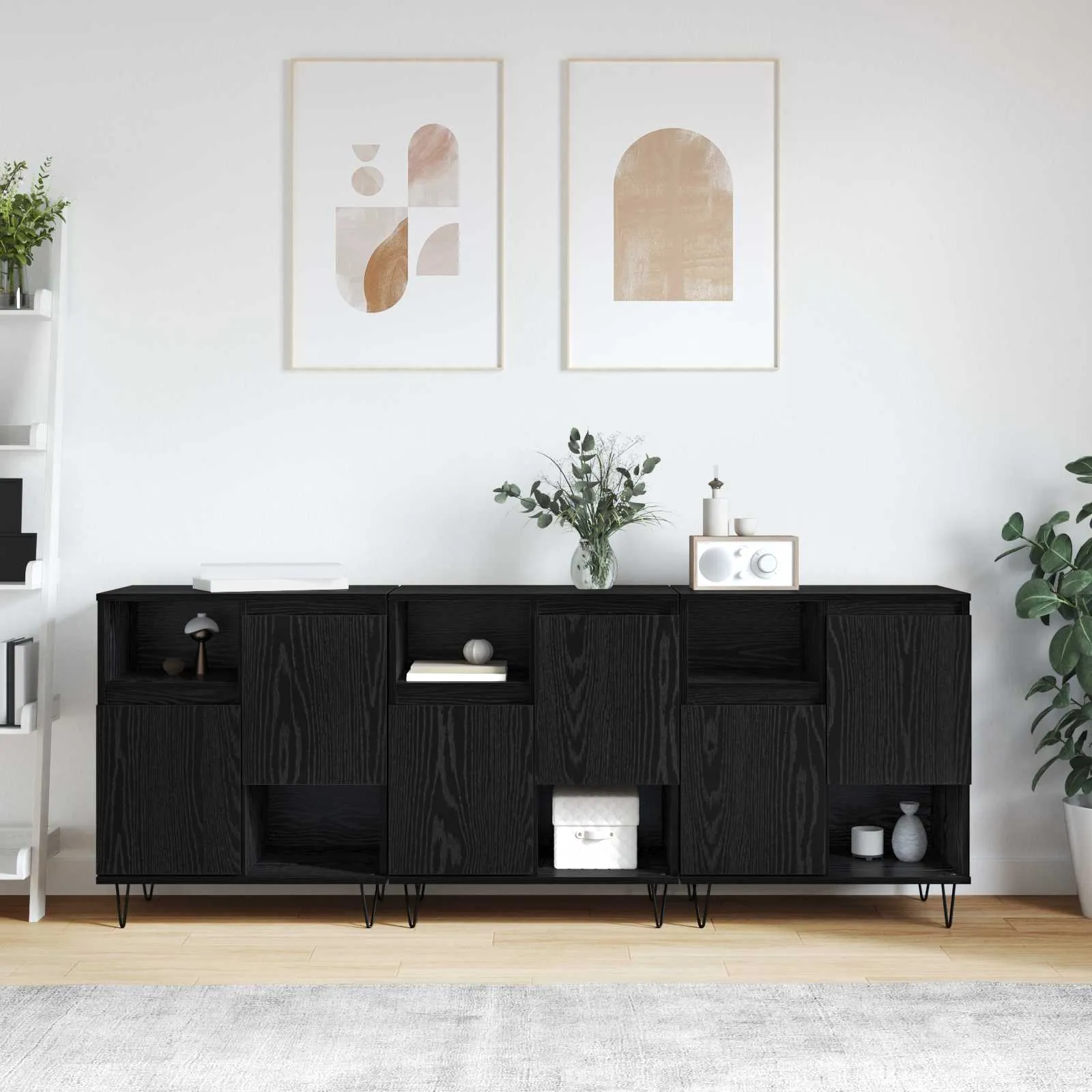 vidaXL Kreveta 3 kom. Crni hrast 60 x 35 x 70 cm - Venlo