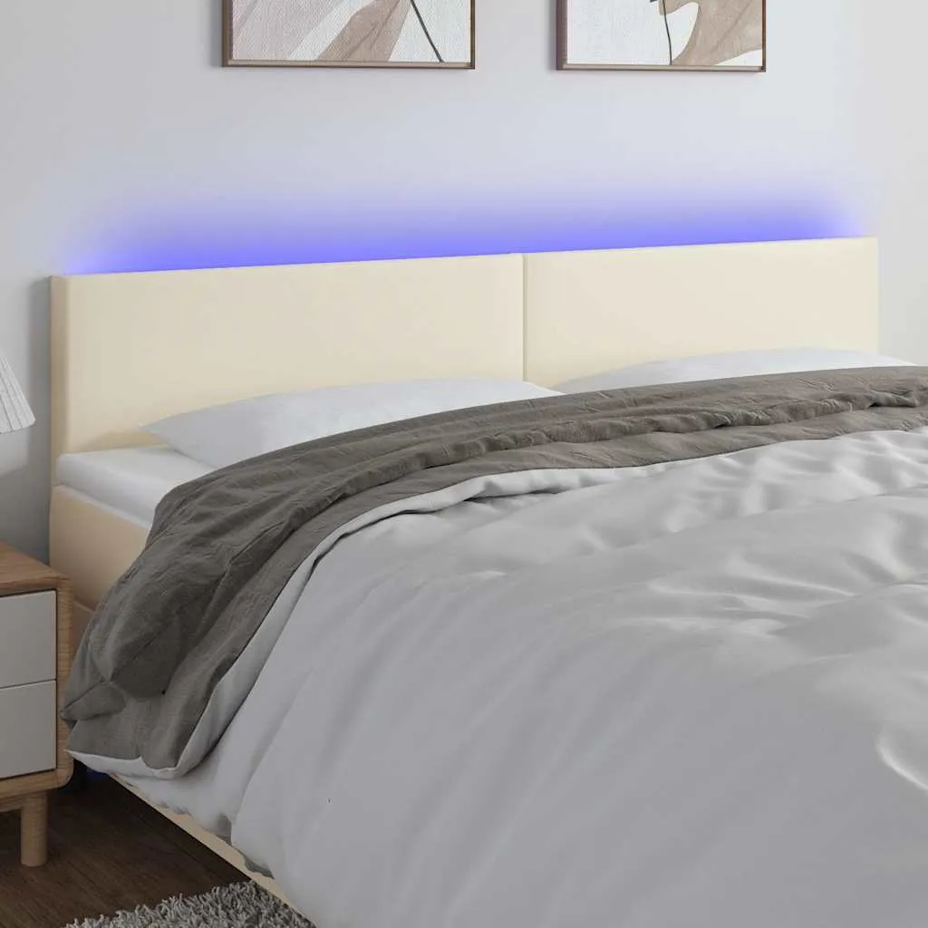 vidaXL LED uzglavlje krem 160 x 5 x 78/88 cm od umjetne kože - Venlo