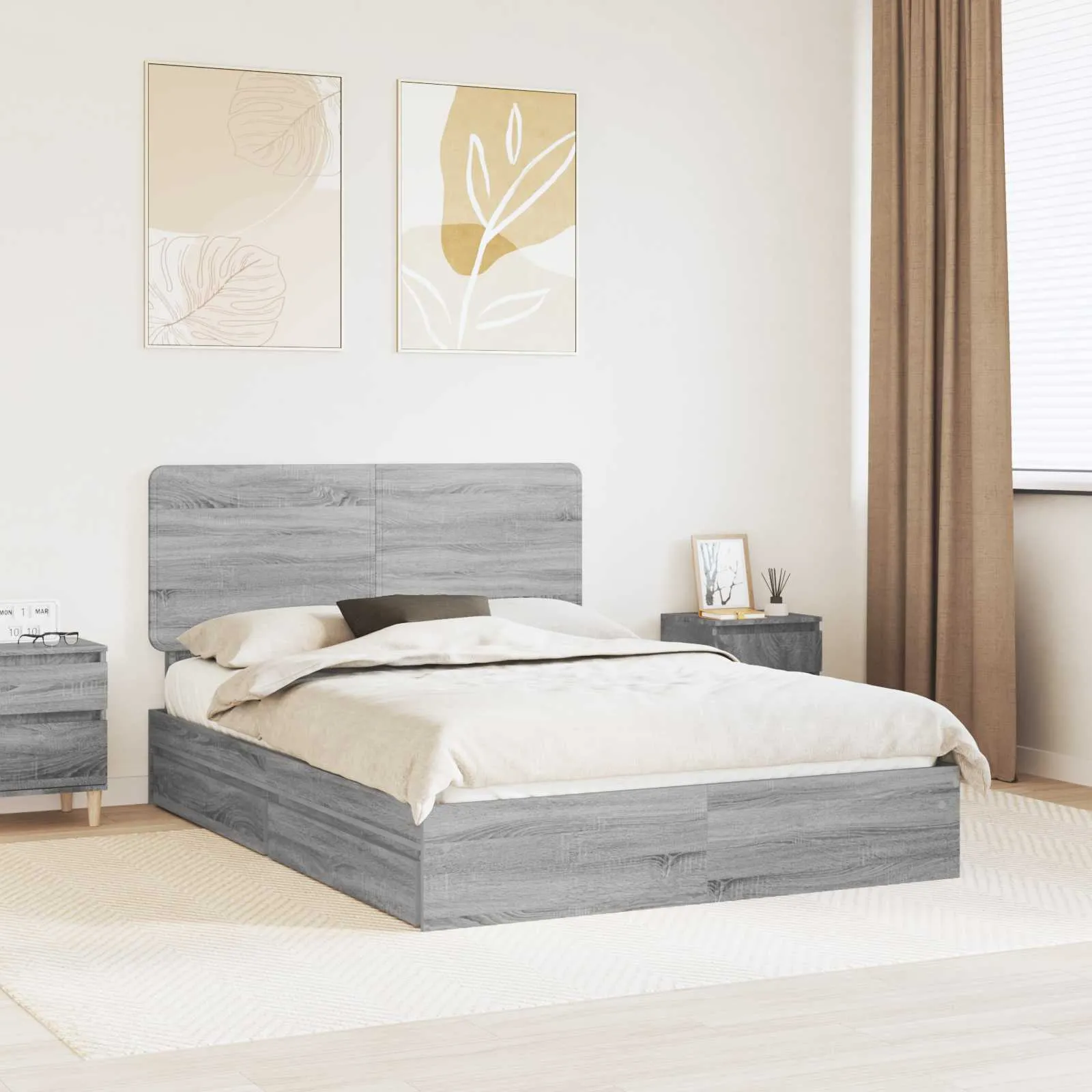 vidaXL Krevet s od storage Siva Sonoma 140 x 200 cm Konstruirano drvo - Venlo
