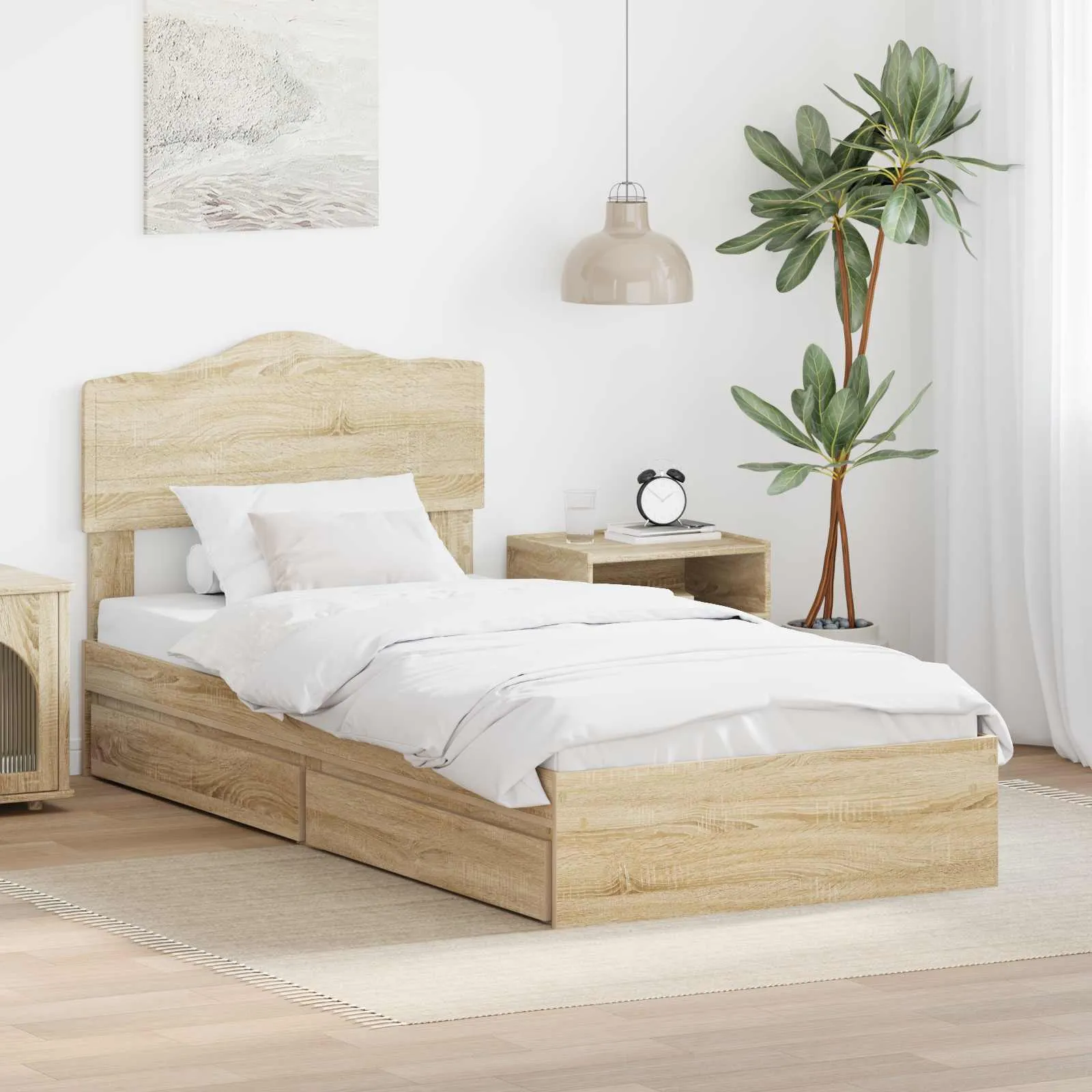 vidaXL Krevet s od storage Sonoma hrast 90 x 190 cm Konstruirano drvo - Venlo