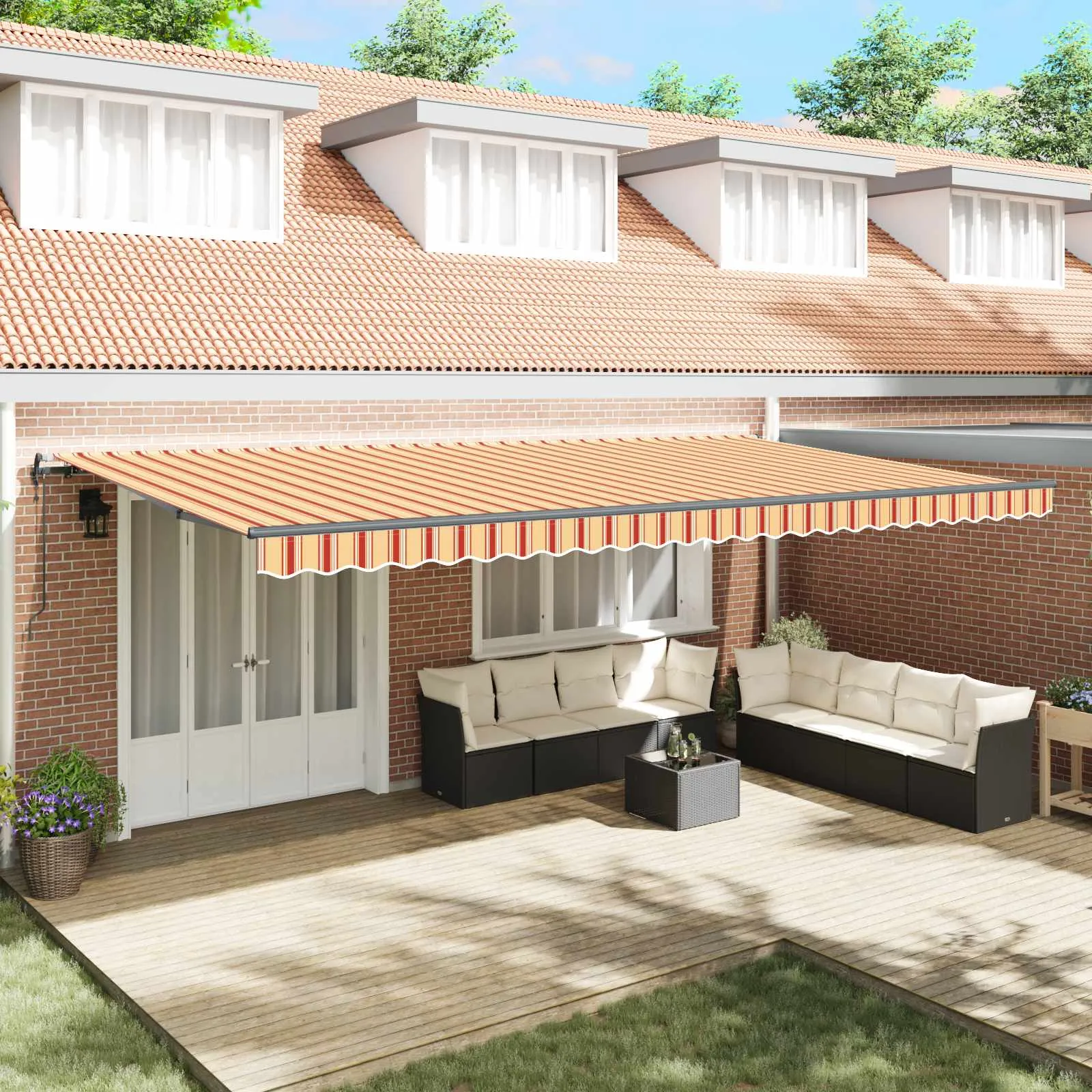 vidaXL Povlačivi tende Žuta i narančasta 600 × 300 cm - Venlo