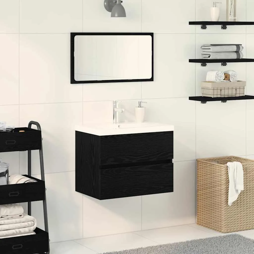 vidaXL Kupaonski ormarić za sudoper Crni hrast 60 x 39 x 62 cm - Venlo