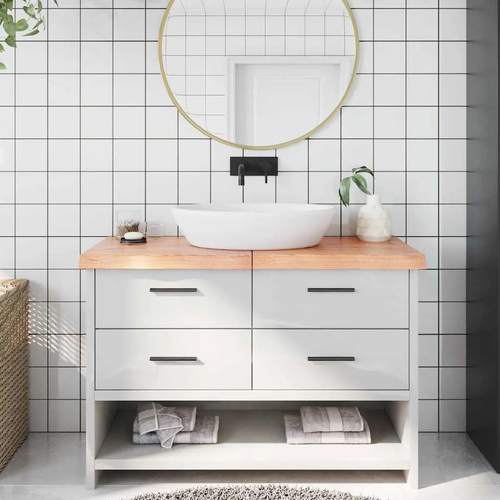 vidaXL Kupaonska radna ploča svjetlosmeđa 120x60x(2-6) cm masivno drvo - Venlo