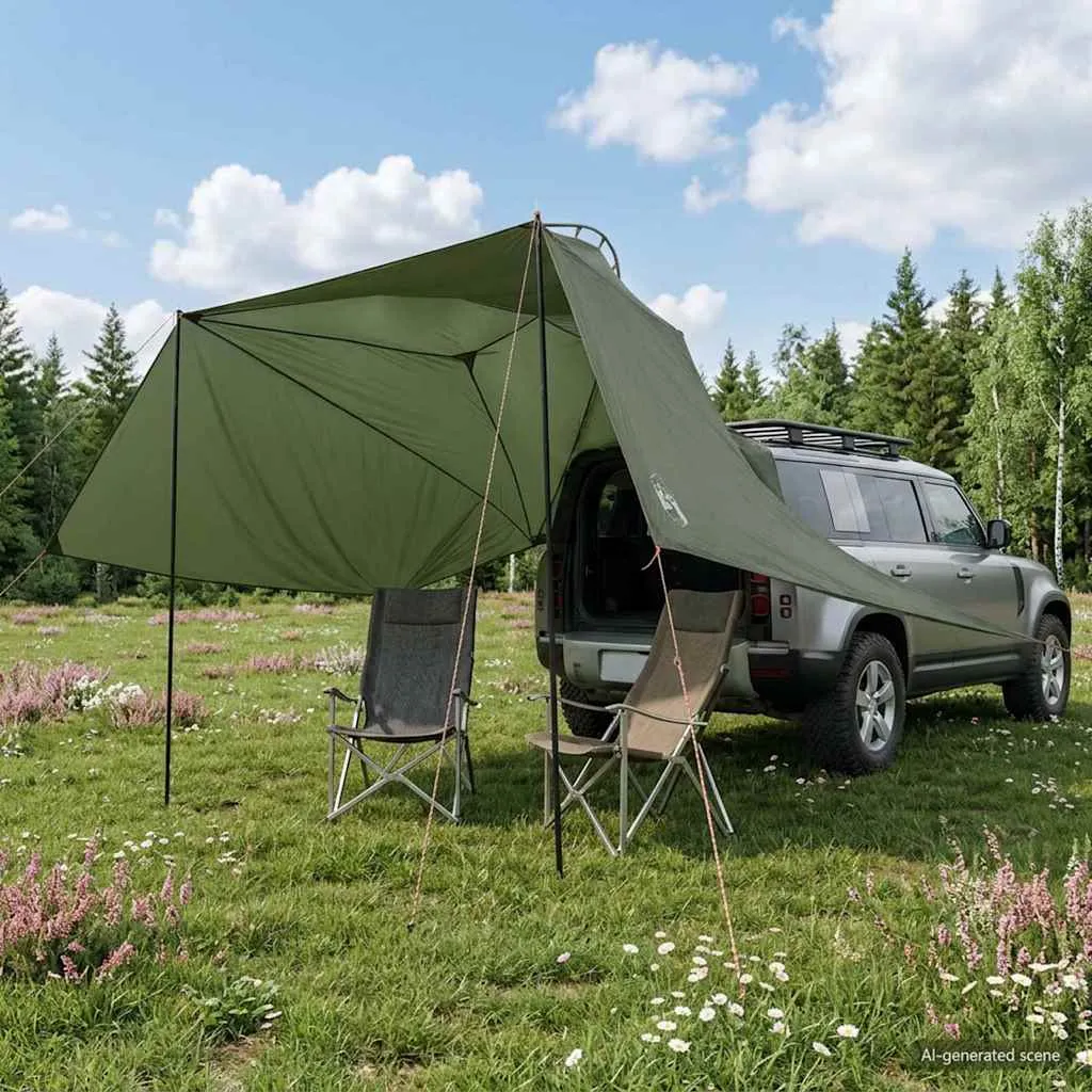 vidaxl šator za auto 350 x 250 cm maslinasto zelena poliester i čelik - slika 1