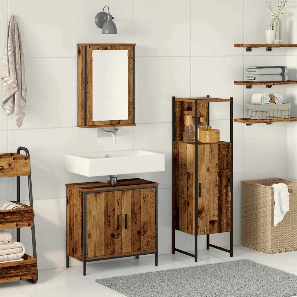 vidaXL Set namještaja za kupaonicu 3 kom. Smeđa 33 x 33 x 120,5 cm - Venlo