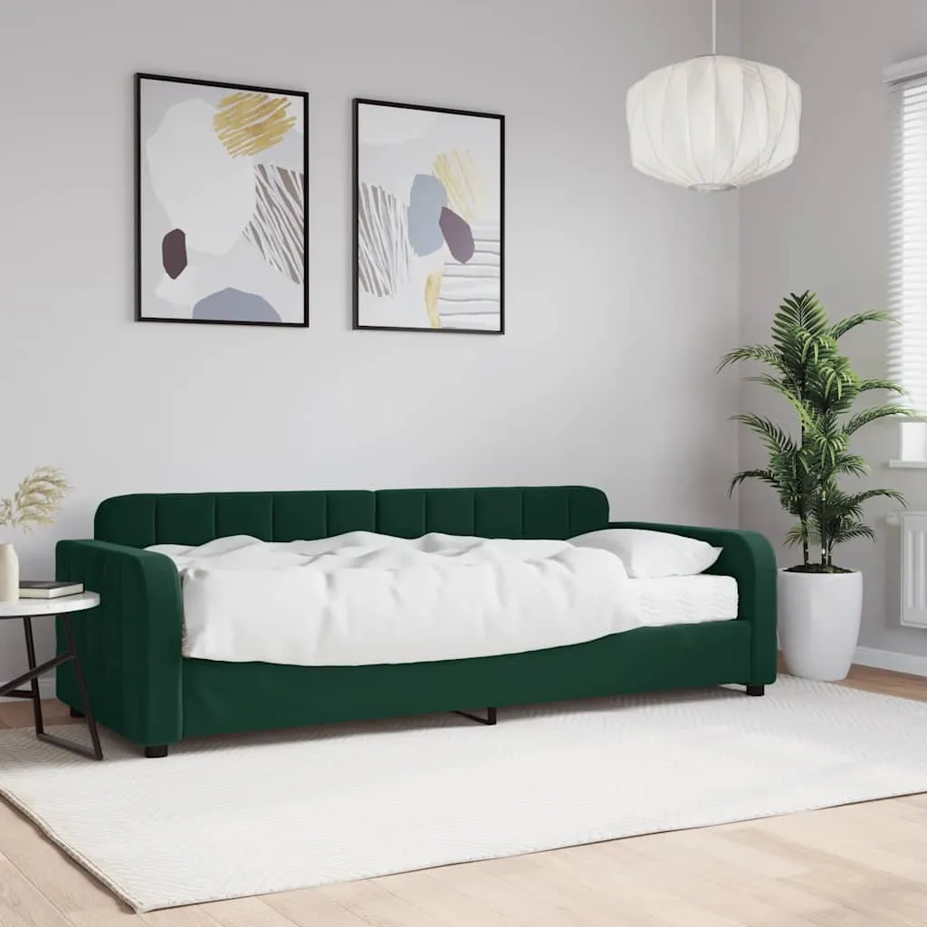 vidaXL Dnevni krevet s madracem tamnozeleni 80 x 200 cm baršunasti - Venlo