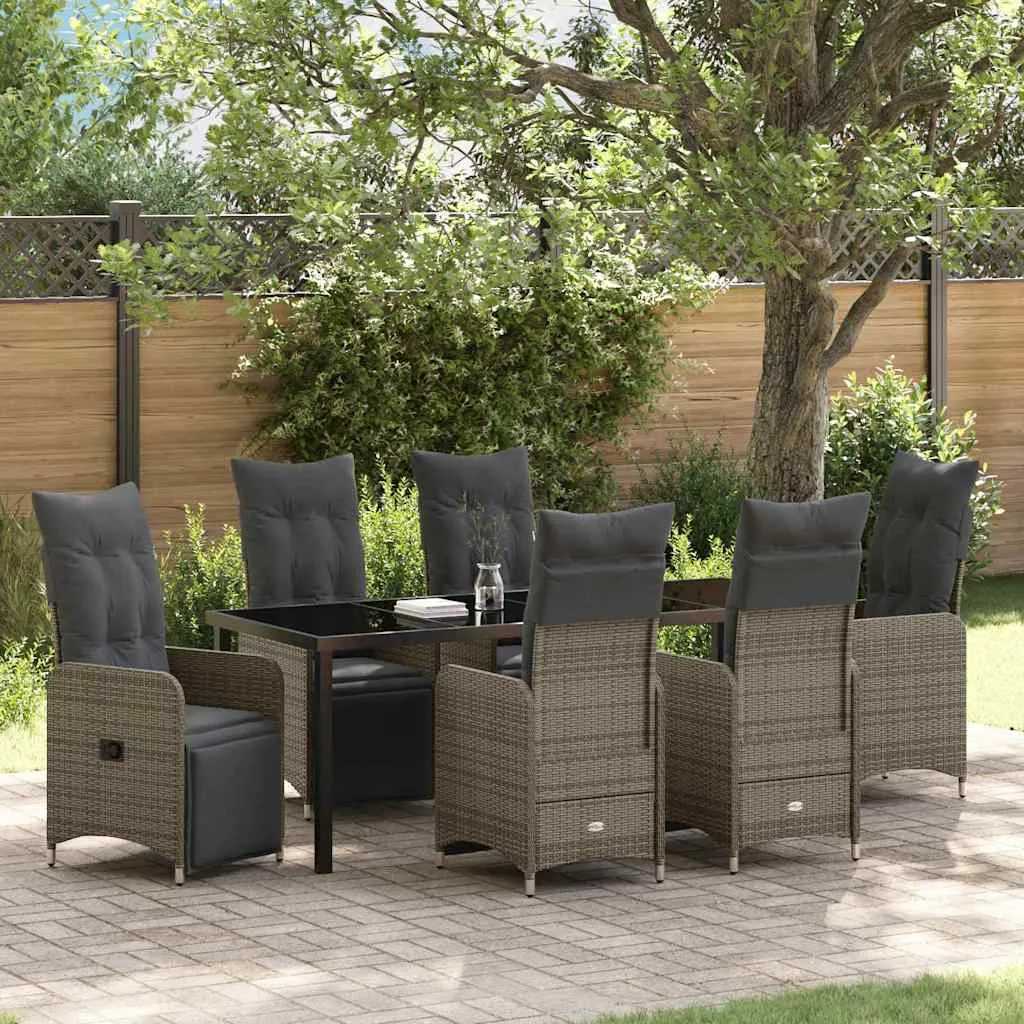 vidaXL Vrtni set za objed 7 kom. Siva poliratan - Venlo