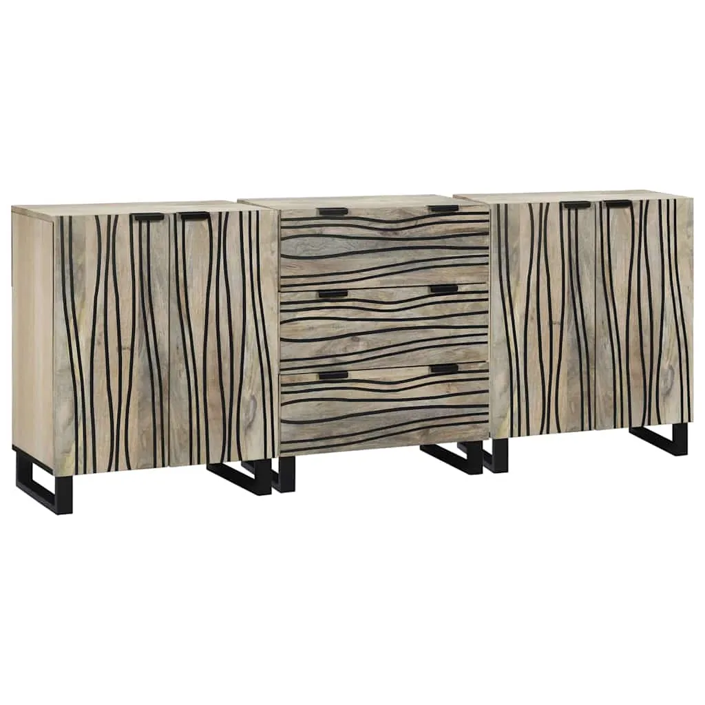 vidaXL Set komoda 3 kom. Bijela 180 x 33 x 75 cm Čvrsto drvo manga - Venlo