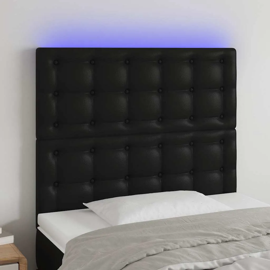 vidaXL LED uzglavlje crno 100x5x118/128 cm od umjetne kože - Venlo
