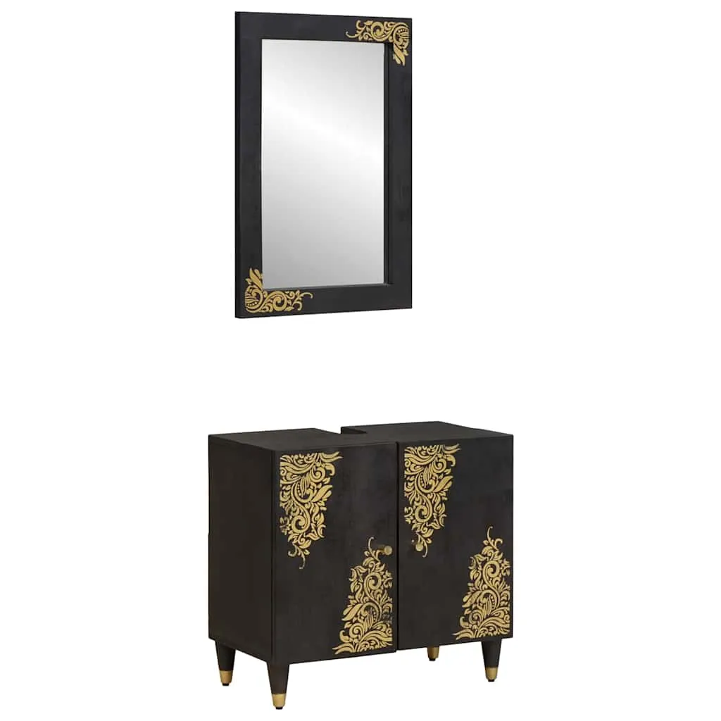 vidaXL Set ormarića za kupaonicu 2 kom. Crna 62 x 33 x 58 cm - Venlo