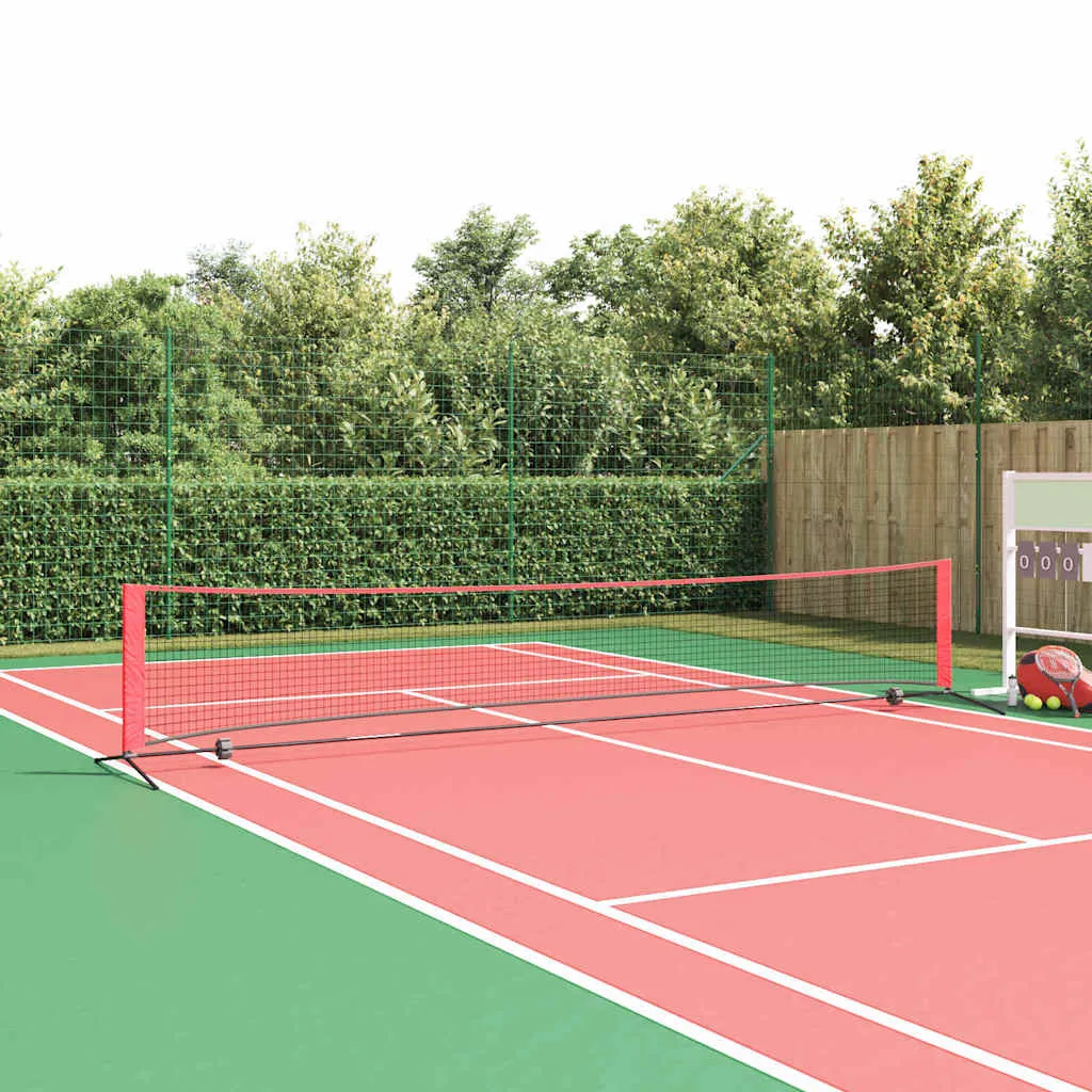 vidaxl teniska mreža crna i crvena 494,5 x 90 x 87 cm poliester - slika 1