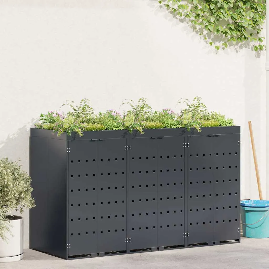 vidaXL Skladištenje kanti za 3 kante Antracit 204 x 77,5 x 121,5 cm - Venlo