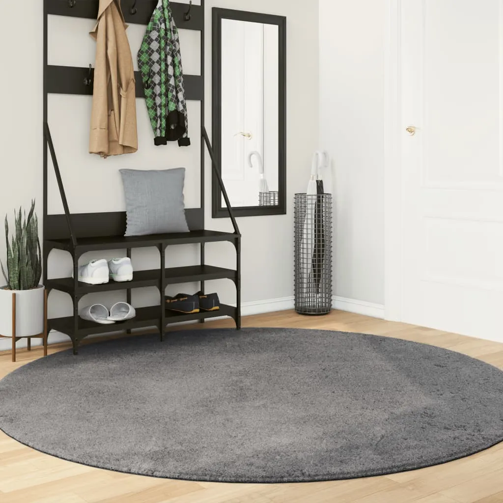 vidaXL Tepih HUARTE kratkih vlakana mekani i perivi antracit Ø 200 cm - Venlo