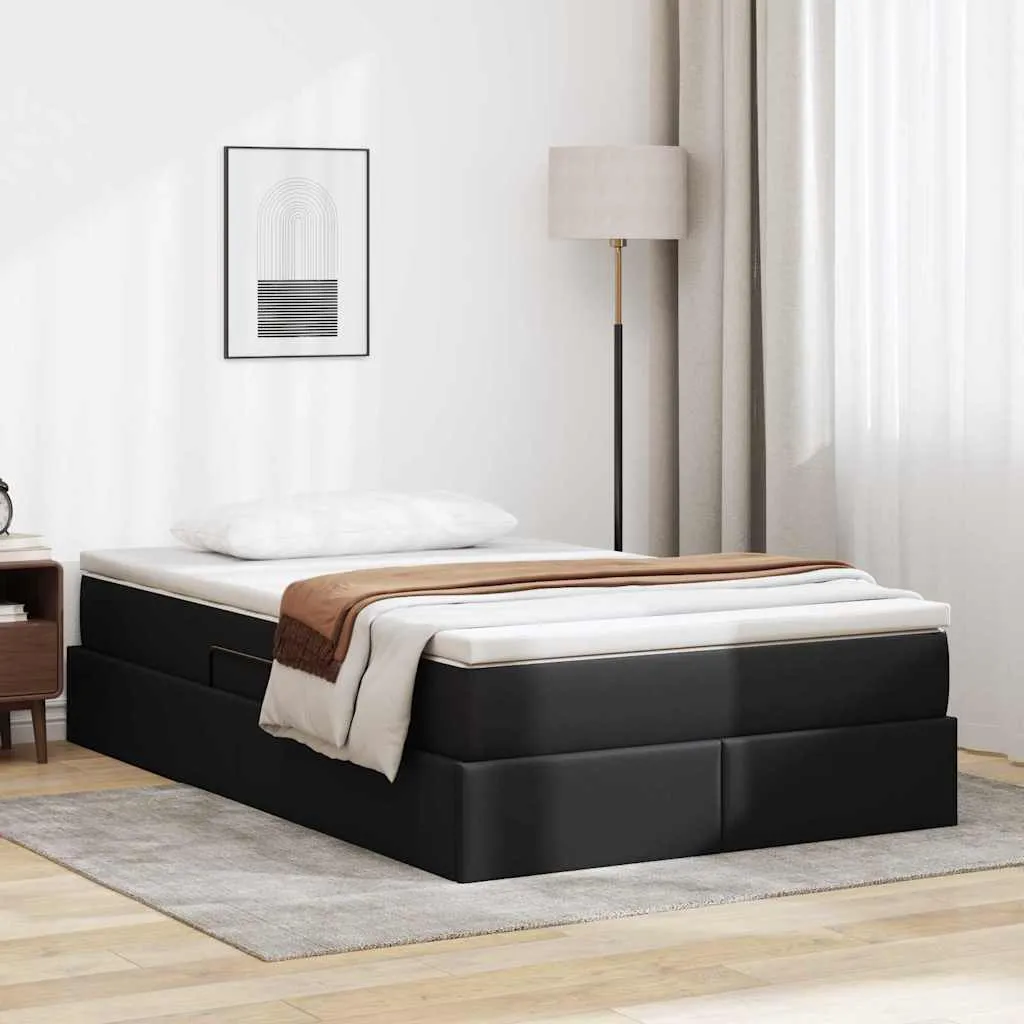 vidaXL Krevet s madracem i skladištem Crna 120 x 200 cm Lažna koža - Venlo