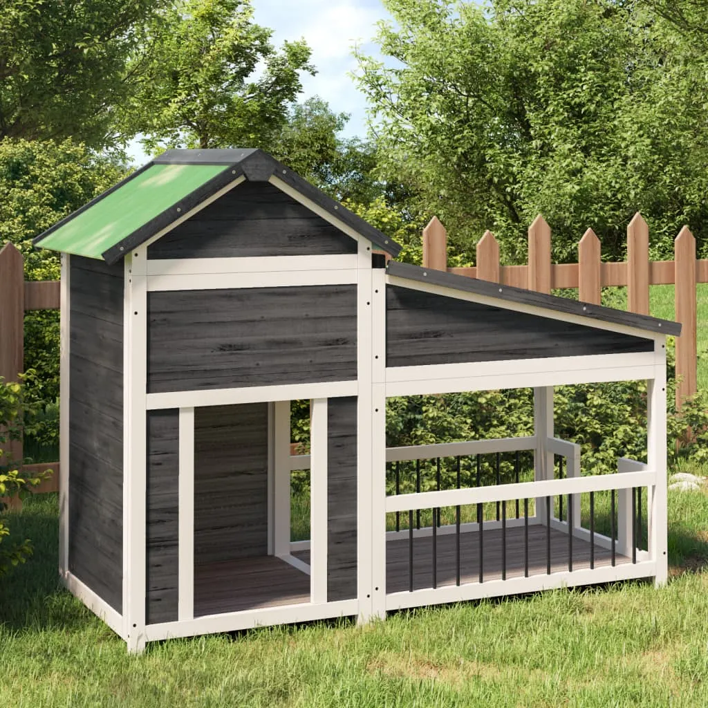 vidaxl kućica za pse siva 143 x 60,5 x 109 cm od masivne borovine - slika 1