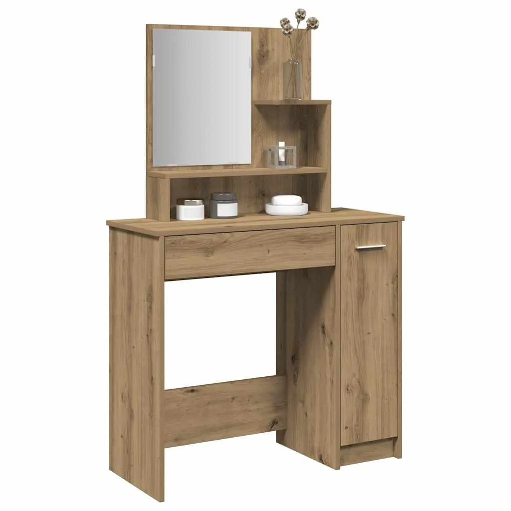 vidaxl toaletni stol s ogledalom artisan hrast 86,5x35x136 cm - slika 1