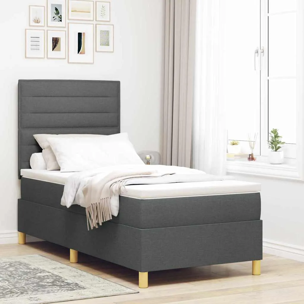 vidaXL Krevet s opruga kutije Tamno siva 100 x 200 cm tkanina - Venlo