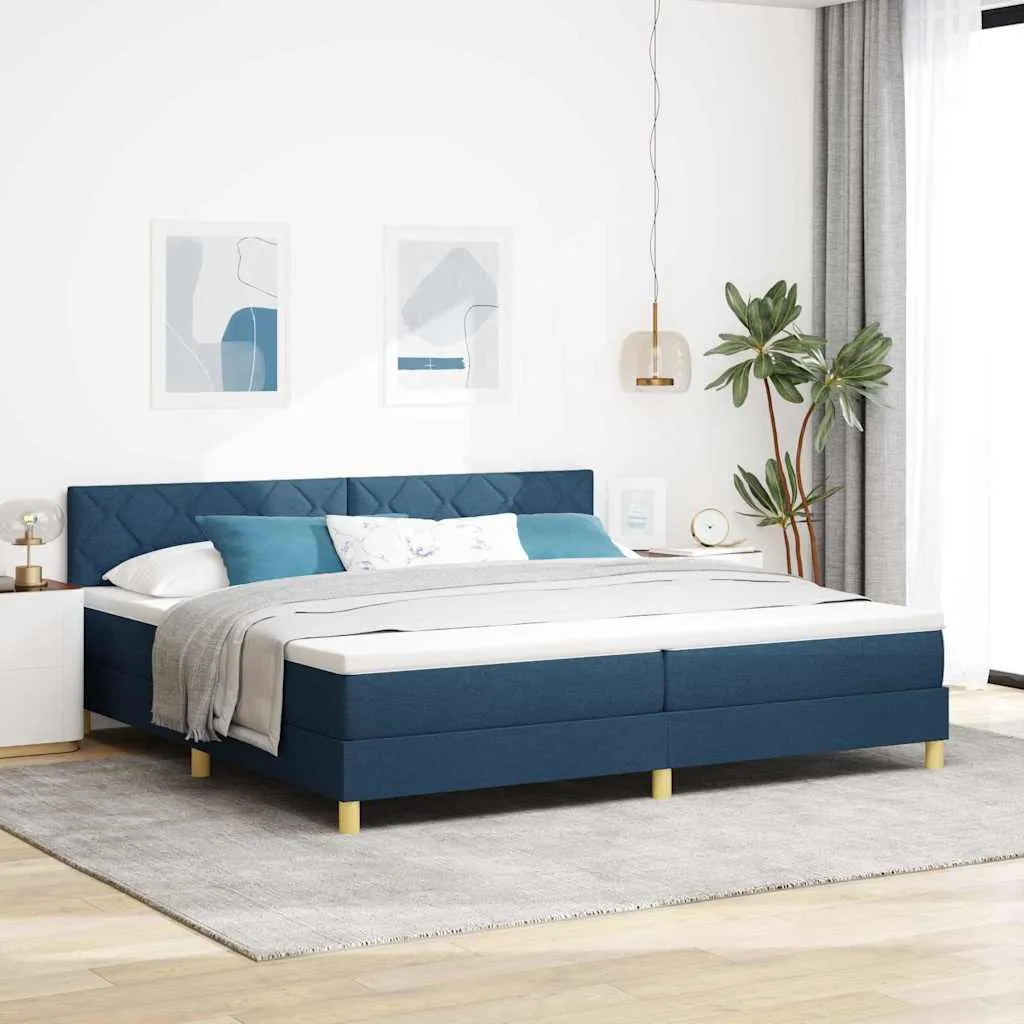 vidaXL Krevet s opruga kutije s jastukom Plava 200 x 200 cm tkanina - Venlo