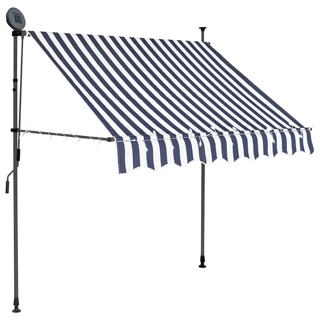 vidaXL Tenda na ručno uvlačenje s LED svjetlima 100 cm plavo-bijela - Venlo