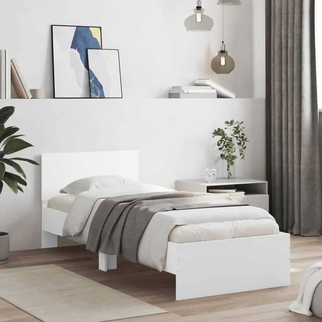 vidaXL Okvir za krevet s uzglavljem bijeli 75x190 cm konstruirano drvo - Venlo