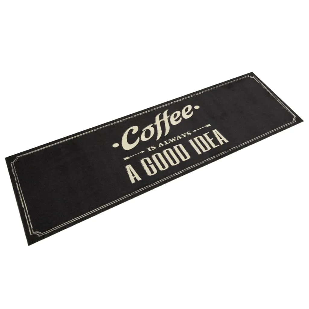 vidaxl kuhinjski tepih perivi s natpisom coffee 45 x 150 cm baršunasti - slika 1