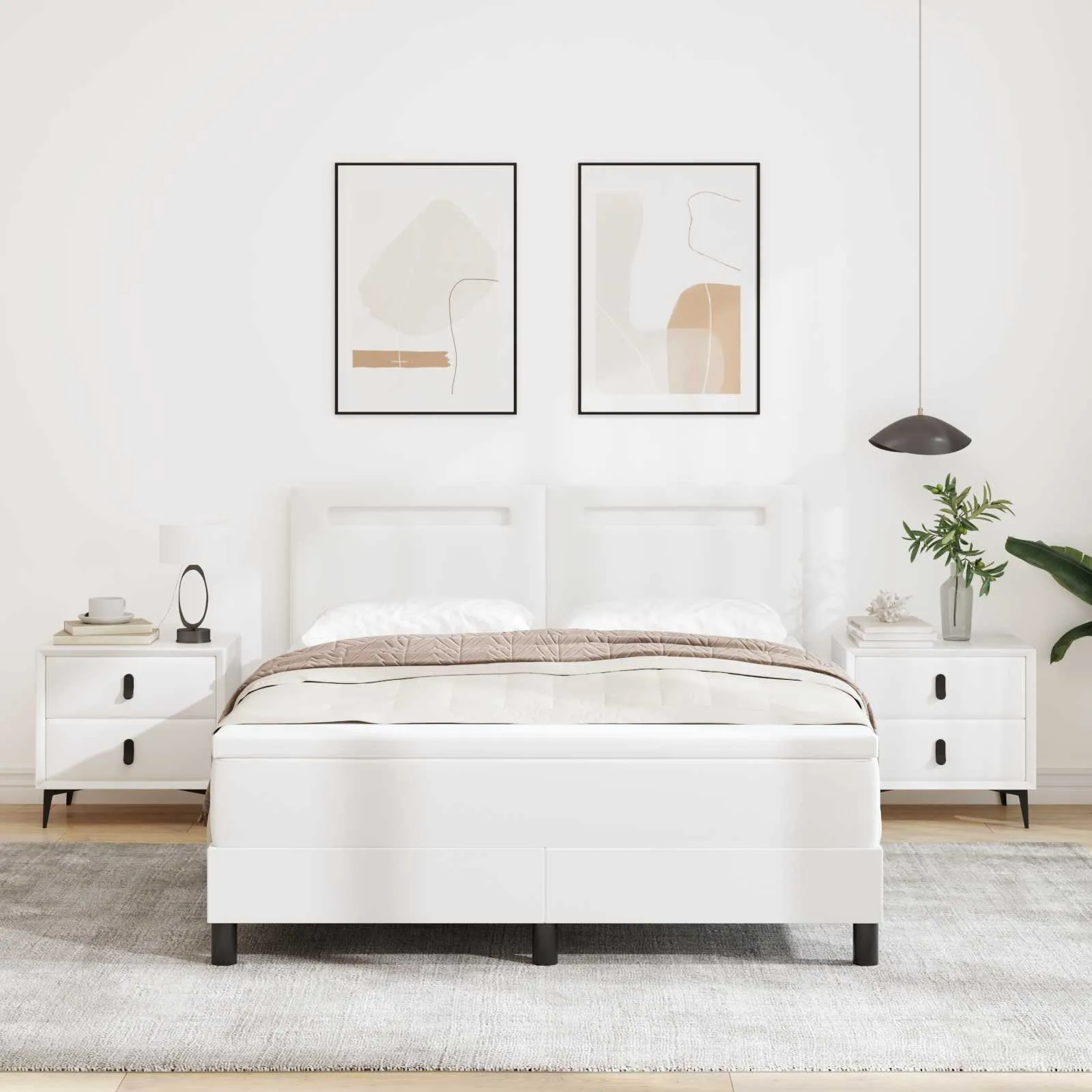 vidaXL Krevet s opruga kutije Bijelo 140 x 190 cm Umjetna koža - Venlo