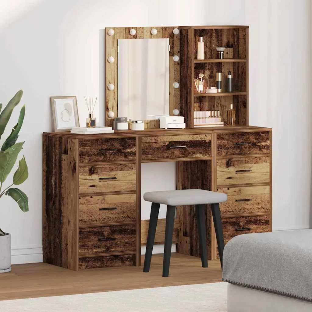 vidaXL Toaletni stol 3 kom. Smeđa 40 x 41 x 135 cm Konstruirano drvo - Venlo
