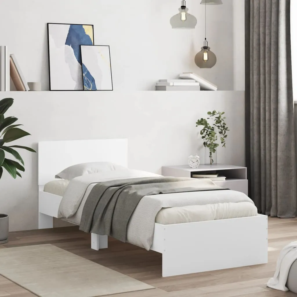 vidaXL Okvir kreveta s uzglavljem bijeli 90x190 cm konstruirano drvo - Venlo
