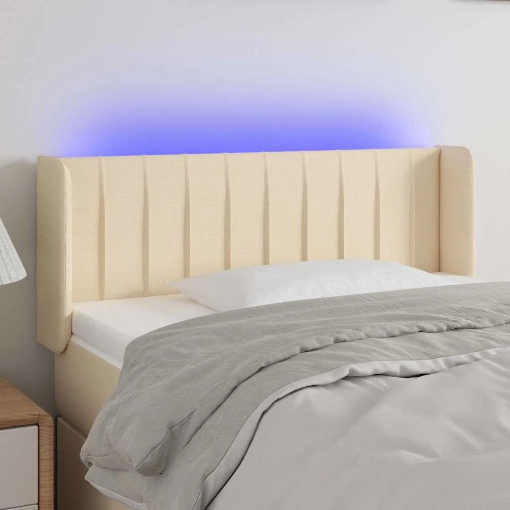 vidaXL LED uzglavlje krem 93x16x78/88 cm od tkanine - Venlo