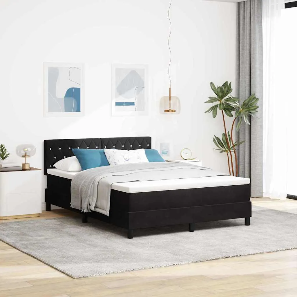vidaXL Krevet s opruga kutije s madracem Crna 160 x 200 cm Baršun - Venlo