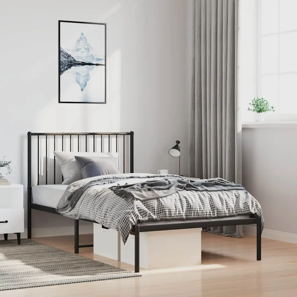 vidaXL Metalni okvir za krevet s uzglavljem crni 100x190 cm - Venlo