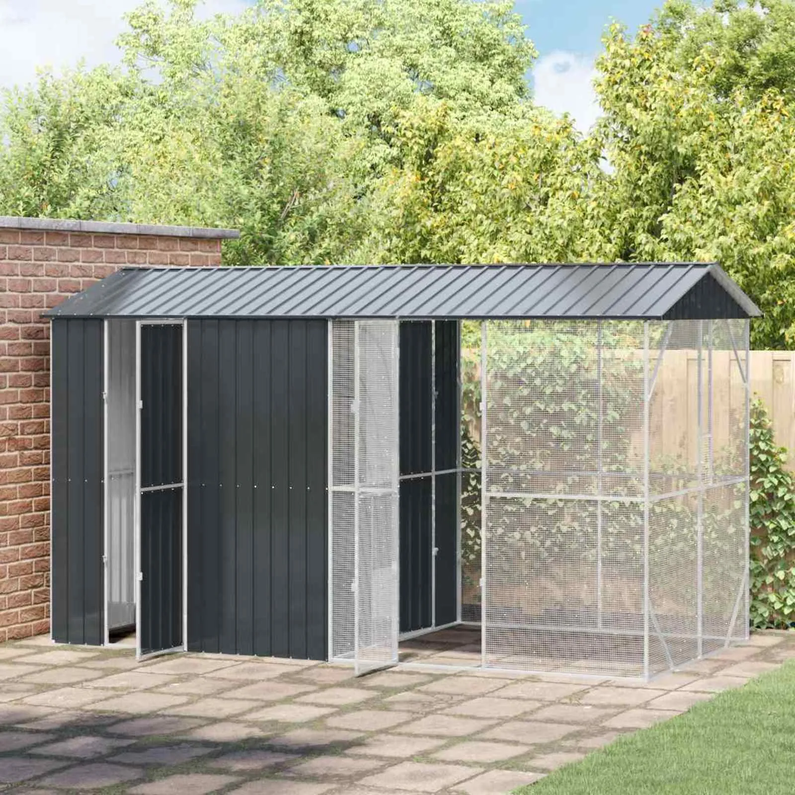 vidaXL Kavez za ptice Antracit 430 x 208 x 247 cm Cinkani čelik - Venlo