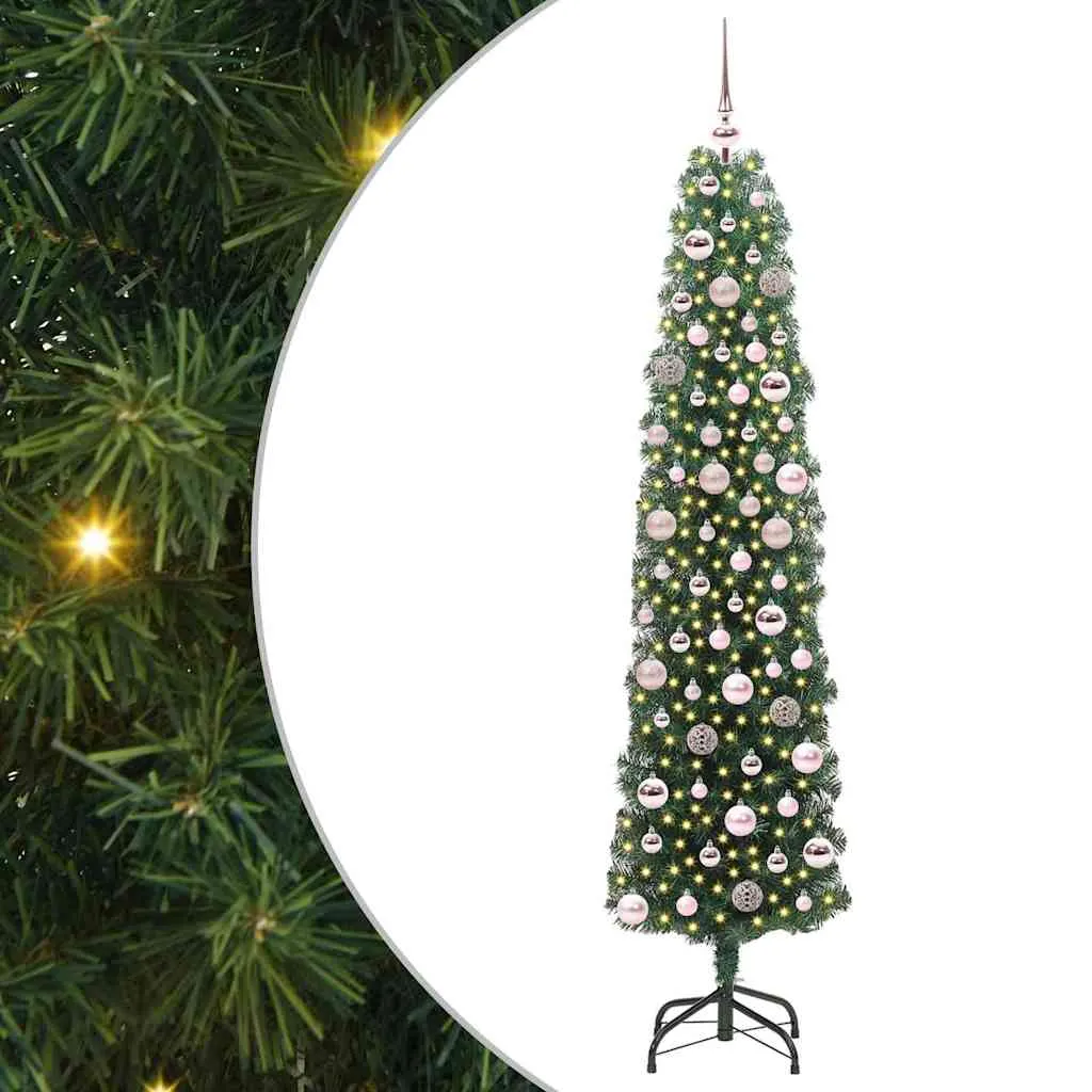 vidaxl umjetno božićno drvce zelena 180 cm pvc i čelik i plastika - slika 1