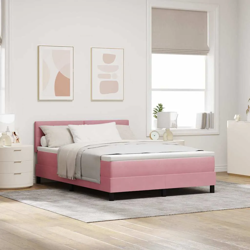 vidaXL Krevet s opruga kutije Ružičasta 160 x 200 cm Baršun - Venlo