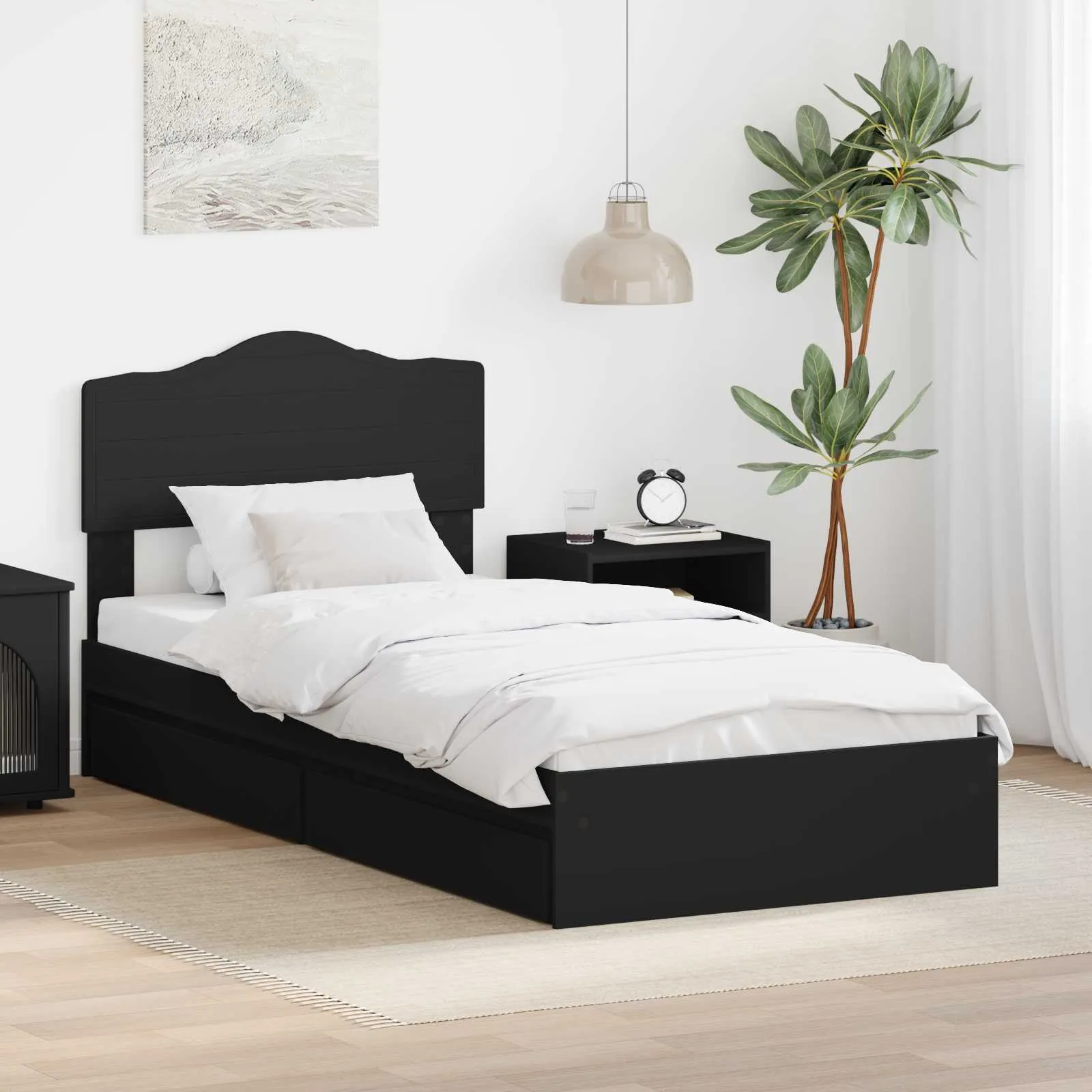 vidaXL Krevet s od storage Podesivo Crna 70 x 190 cm Konstruirano drvo - Venlo